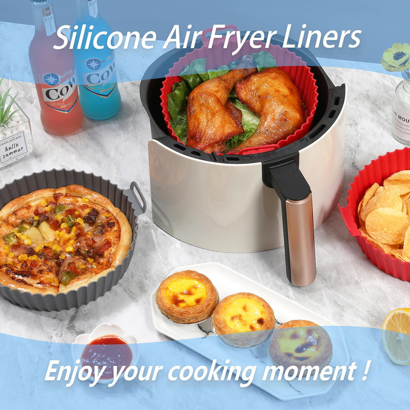 Foopama Air Fryer Silicone Liners, Pot 2 Pcs Reusable Non-Stick Air Fryer Basket Bowl Fit 2-5QT Air fryer Baking Replacement of Flammable Parchment Paper(6.5 Inch) Silicone-Round 6.5inch-2PCS - BeesActive Australia