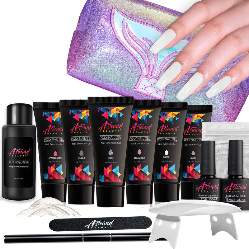 Polygel Nail Kit with UV Lamp, Glitter and Glow in the Dark Polygel Nail All-in-One Manicure Kit - BeesActive Australia