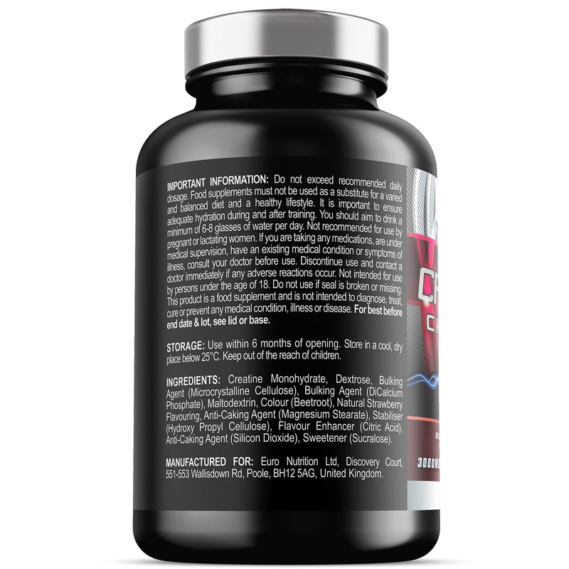 Chewable Creatine Tablets (Berry Flavour) - 3000mg Chewable Creatine Monohydrate Tablets - Creatine Chews - 180 Tablets - BeesActive Australia