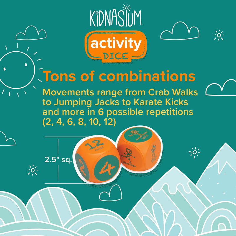 Kidnasium Exercise Dice & Activity Coins, Soft Foam 6-Sided Movement Dice Fun Educational Classroom Gym Learning Game for Active Boys & Girls Ages 4 and Up - BeesActive Australia