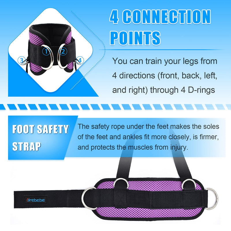 Brebebe 1 Pair Fitness Ankle Strap for Cable Machine, Adjustable Women Men Ankle Strap Kickbacks with Fixed Rope, Foot Legs Muscle Strength Exercises, Gym Glute Hips Workouts Thighs Power Trainer black - BeesActive Australia