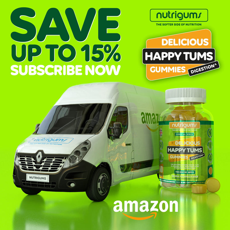 Happy TUMS (Probiotics) 60 Vegan Gummies Pineapple Flavour | Gut & Digestive Health 1.25 Billion CFU Probiotics, Vitamins C, B3, B5, B6, Chamomile and Xylitol | Adults + Kids Age 5+ by NUTRIGUMS� - BeesActive Australia