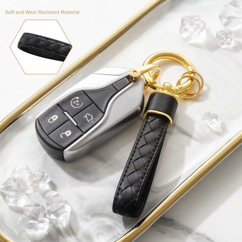 Gkeygo Leather Car Keychain, Handmade Woven Keychains for Women and Men, Universal Key Fob Holder with 360 Degree Rotatable, Anti-Lost D-Ring, 2 Keyrings and 1 Screwdriver – Black - BeesActive Australia