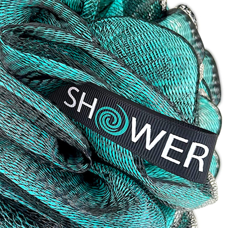 Loofah-Charcoal Bath-Sponge-Color-Set XL-75g by Shower Bouquet - Extra Large 4 Pack, Soft Mesh Black Bamboo Loufa Puff - Exfoliating Body Scrubber for Women and Men: Soothing Face & Body Exfoliator Charcoal Blue, Green, Purple & Red - BeesActive Australia