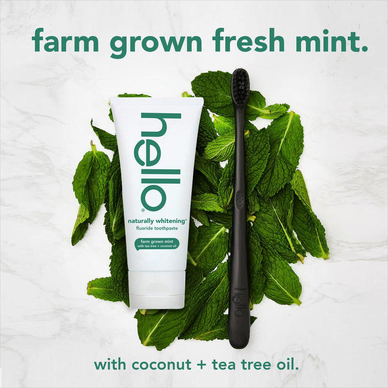Hello Naturally Whitening Fluoride Toothpaste - Vegan, SLS  Free, Peroxide Free, Natural Farm Grown Mint Flavour 82 ml - BeesActive Australia