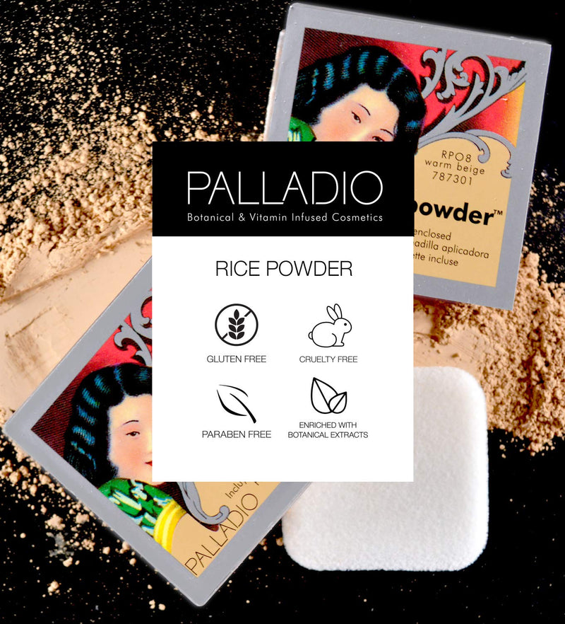 Palladio, Pressed Rice Powder with Mirror Mattifying Makeup Setting that Lasts All Day Instantly Absorbs Oil Works alone or with makeup, Translucent, 0.26 Ounce - BeesActive Australia