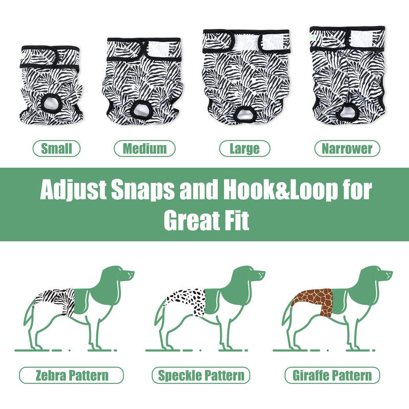 wegreeco Washable Dog Diapers (3 Pack), Highly Absorbent Dog Diapers for Female Dogs, Female Dog Diapers for Dogs in Heat, Period, Incontinence, or Excitable Urination Zebra, Giraffe, Spotty Large (15"-17" Waist) - BeesActive Australia