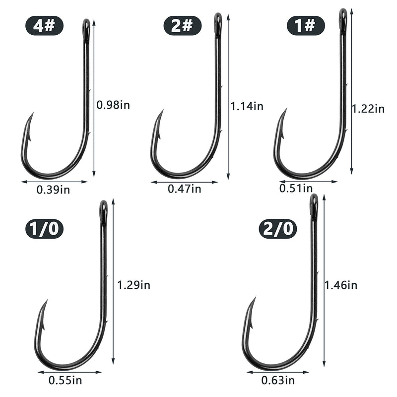 Baitholder Fishing Hooks,120pcs Barbed Long Shank Beak Baitholder Hooks Size 4-6/0 Carbon Steel Offset Jig Fish Hooks 2 Barbs for Saltwater Freshwater 2/0 120PCS - BeesActive Australia