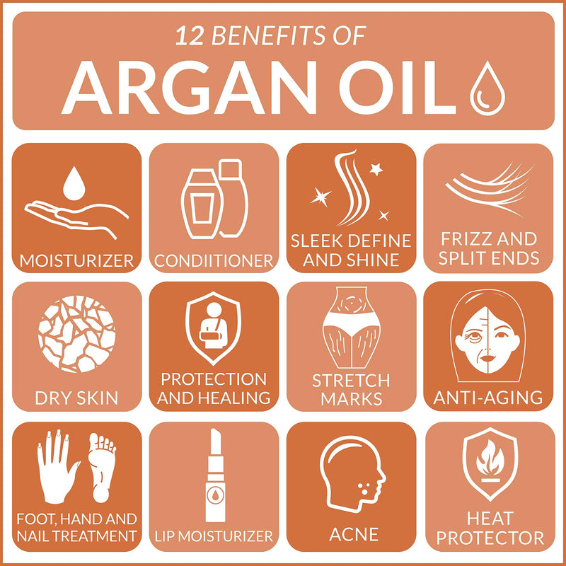 artnaturals Organic Morrocan Argan Oil - 4 oz - for Hair, Face & Skin - 100% Pure Grade A Triple Extra Virgin Cold Pressed from The kernels of The Argan Tree - BeesActive Australia