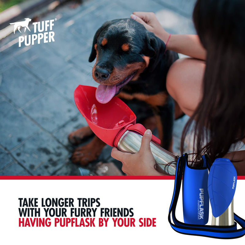Tuff Pupper PupFlask Insulated Neoprene Dog Water Bottle Holder Sling with Wide Adjustable Shoulder Strap, Great for Travel, Walking, Hiking, Portable Pet Water Bottle Holder 40 OZ Nebulas Blue - BeesActive Australia