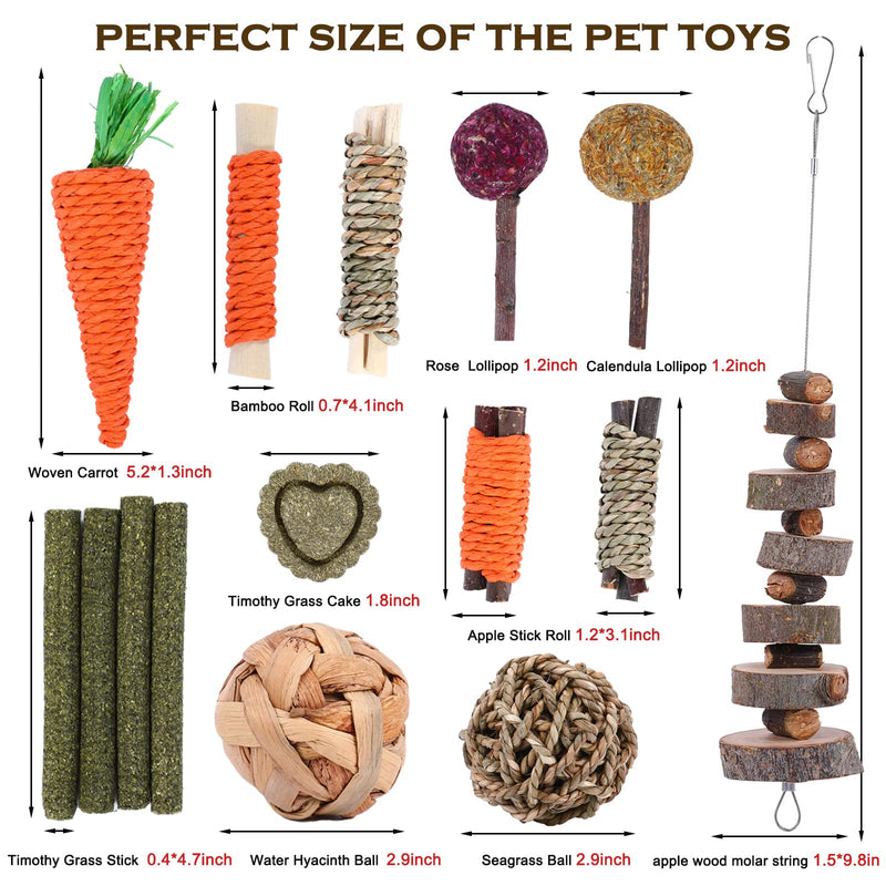 VESPRO Rabbit Toys Bunny Toys for Rabbits Hamster Toys Guinea Pig Toys Natural Timothy Hay Chew Treats and Balls for Rabbit, Bunny, Chinchilla, Guinea Pig, Hamster, Bunny Teeth Care Variety Flavor Set-1 - BeesActive Australia