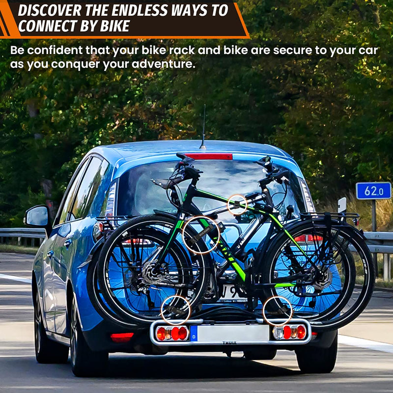 Boncas Adjustable Bike Rack Strap Bicycle Wheel Stabilizer Straps with Innovative Gel Grip Keep The Bicycle Wheel from Spinning 24" Black 2 Pcs - BeesActive Australia