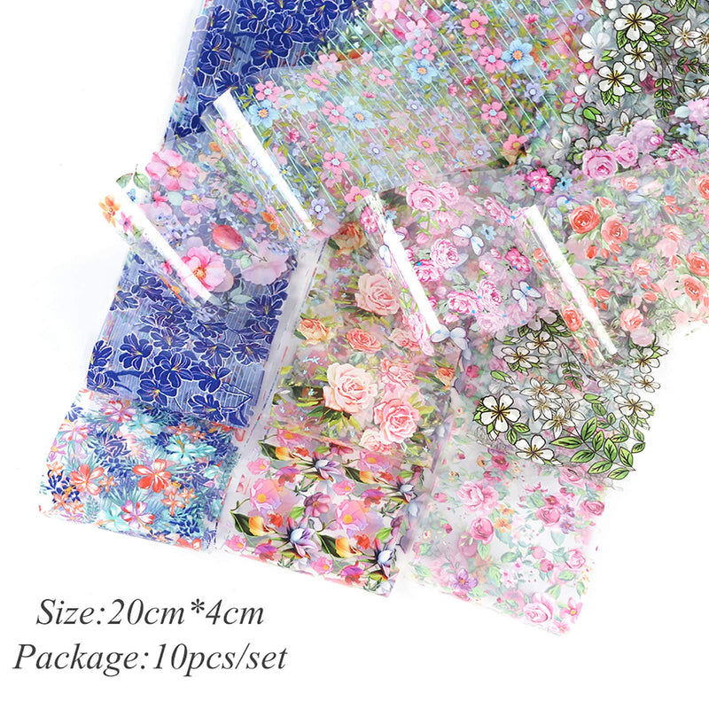 Flowers Nail Foils Transfer Nail Stickers 10 Sheets Retro Small Beauty Floral Flower Rose Design For Acrylic Nail Supplies DIY Wraps Manicure Tips Charms Nail Decorations - BeesActive Australia