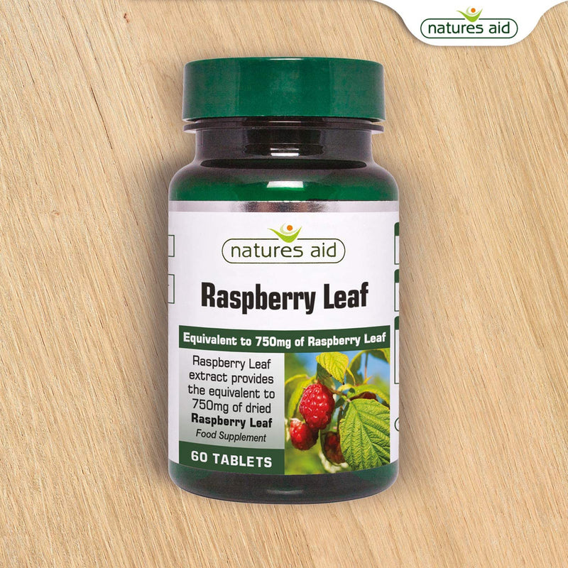 Natures Aid Raspberry Leaf, High Potency, Equivalent to 750 mg Dried Raspberry Leaf, Vegan, 60 Tablets - BeesActive Australia