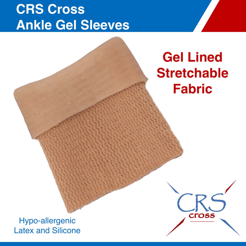 CRS Cross Ankle Gel Sleeves - Padded Skate Socks. Ankle, Foot and Lower Leg Cushion and Protection for Figure Skating, Ice Hockey, Roller or Inline Skating, Riding, Ski or Equestrian Tall Boots. Two (2) Tan Ankle Gel Sleeves 2 Ankle Gel Sleeves - BeesActive Australia