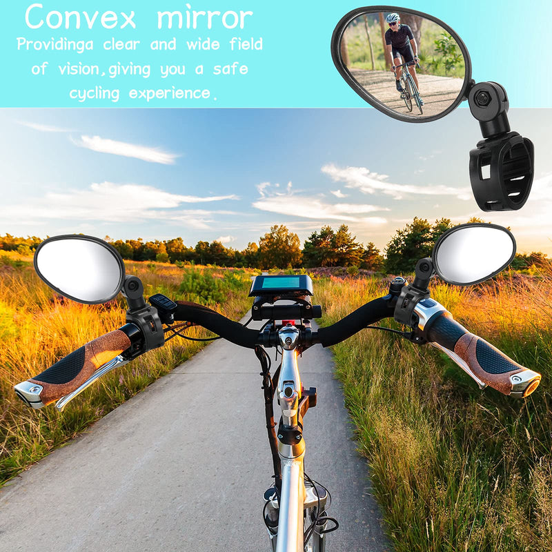 2 Pieces Bike Mirror 360 Degree Adjustable Rotatable Handlebar Mirror Wide Angle Bicycle Mirror Cycling Rear View Mirror Shockproof Acrylic Convex Mirror Safe Rearview Mirror for Mountain Road Bike - BeesActive Australia