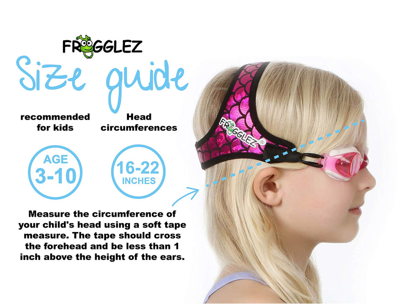 Frogglez Kids Swim Goggles with Pain-Free Strap | Ideal for Ages 3 – 10 in Swimming Lessons | Leakproof, No Hair Pulling, UV Protection | Swimming Goggles for Kids Recommended by Olympic Swimmers Mermaid - BeesActive Australia