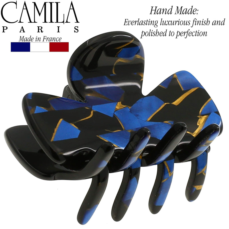 Camila Paris CP2439 French Hair Clip for Women, Large Blue, Handmade Girls Hair Claw Clips Jaw Fashion Durable and Styling Hair Accessories for Women, Strong Hold No Slip Grip, Made in France Blue 3.25" - BeesActive Australia