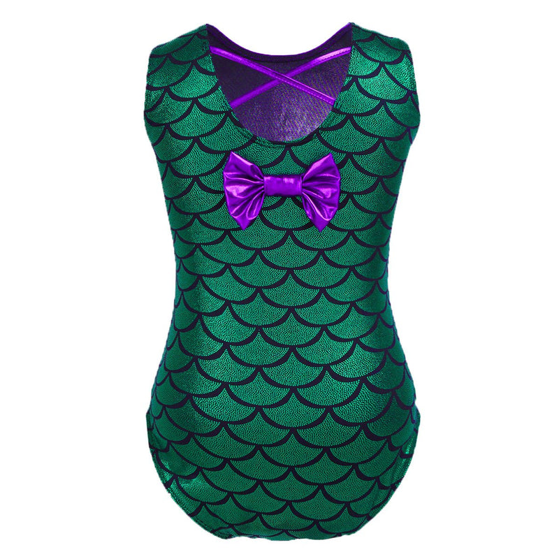 FEESHOW Girls Shiny Mermaid Scales Gymnastic Leotard Ballet Dance wear Costumes Sports Tank Tops 3-4 Green - BeesActive Australia
