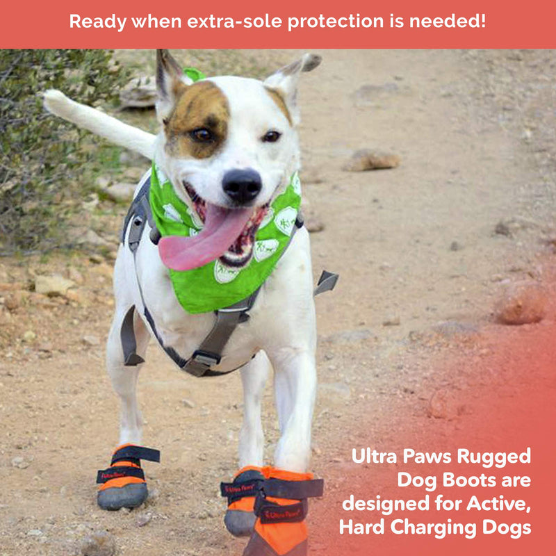 Ultra Paws Rugged Dog Boots & Paw Protectors for Small, Medium and Large Dogs (Nonslip, Reinforced Sole Protection, Water Resistant, Adjustable Reflective Velcro Strips) Size 8 (L) Orange - BeesActive Australia