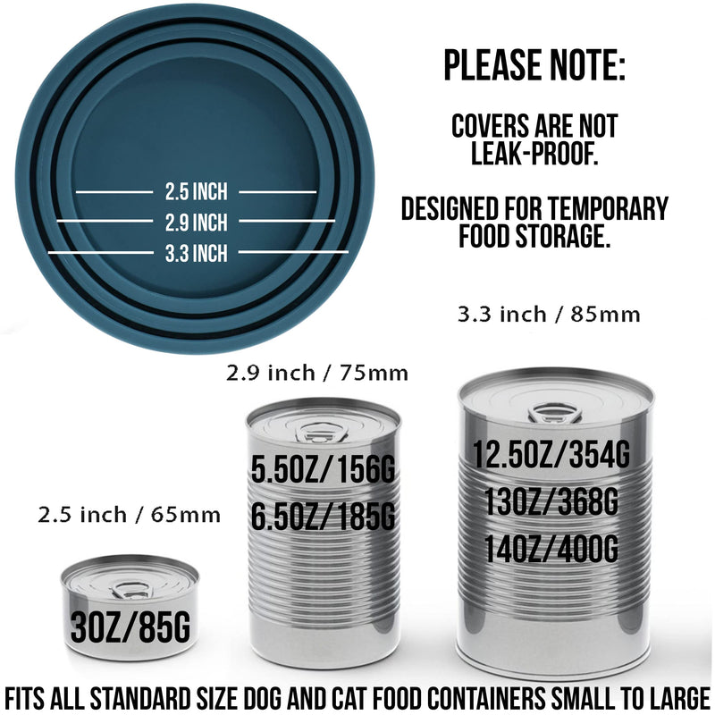 OHMO 3 Pack Dog Food Can Lids, (12, 13, 22oz etc.) Universal Size Silicone Covers for Cat and Dog Food, Dark Blue 3-22oz Dark Blue, 3 Pack - BeesActive Australia