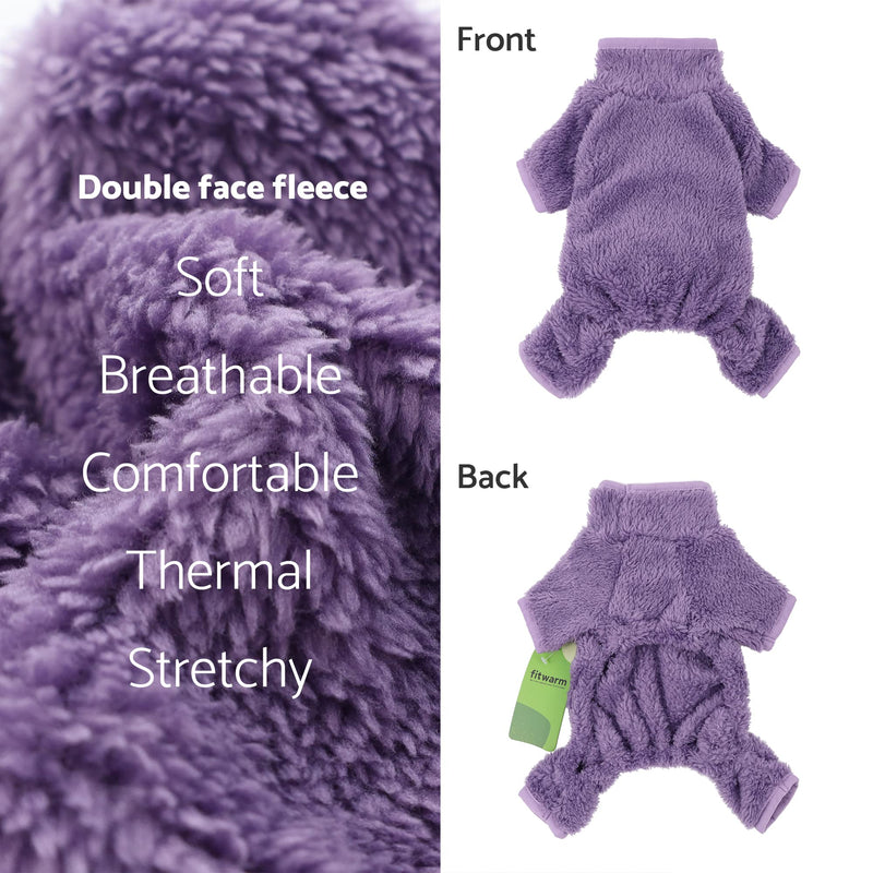 Fitwarm Dog Fuzzy Velvet Pajamas, Dog Winter Clothes for Small Dogs Boy Girl, Pet Jumpsuit, Cat Apparel Medium Purple - BeesActive Australia
