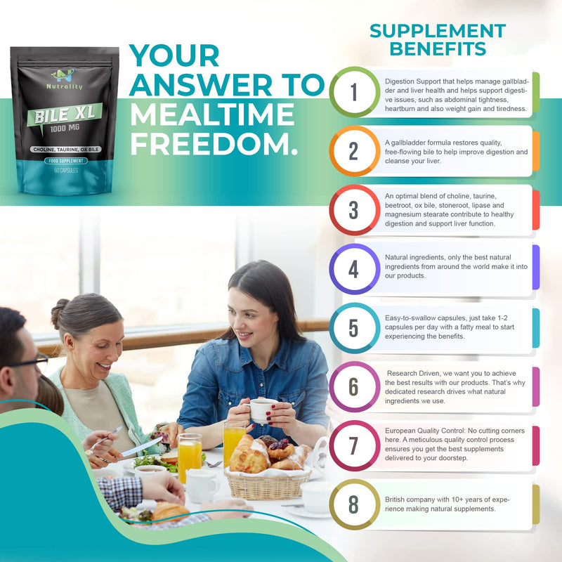 Nutrality Bile XL - 60 Capsules - Bile Supplement for Liver Detox - Gallbladder Supplements for Adults - 30-Day Supply - Natural Premium Quality - BeesActive Australia