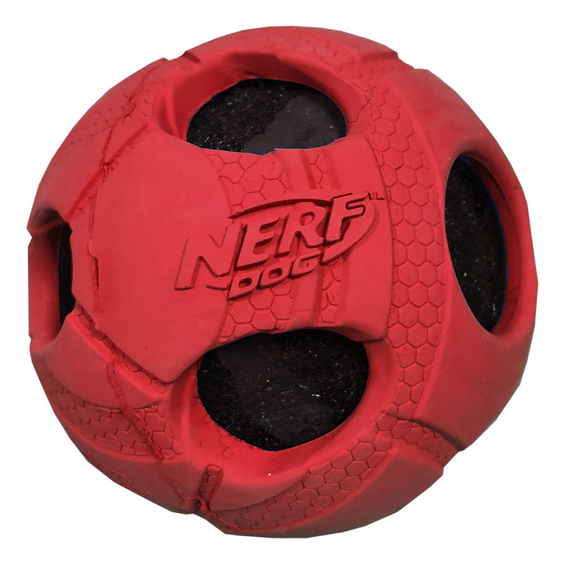 Nerf Dog Bash Rubber Wrapped Tennis Ball Dog Toy, Lightweight, Durable and Water Resistant, 2 Inches, for Small/Medium Breeds, Single Unit, Red - BeesActive Australia
