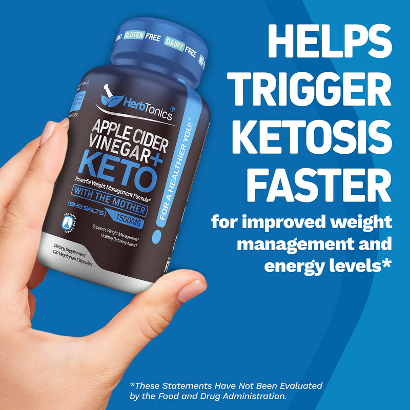 Herbtonics Apple Cider Vinegar Capsules Plus Keto BHB | Fat Burner & Weight Loss Supplement for Women & Men | Appetite Suppressant 120 Count (Pack of 1) - BeesActive Australia
