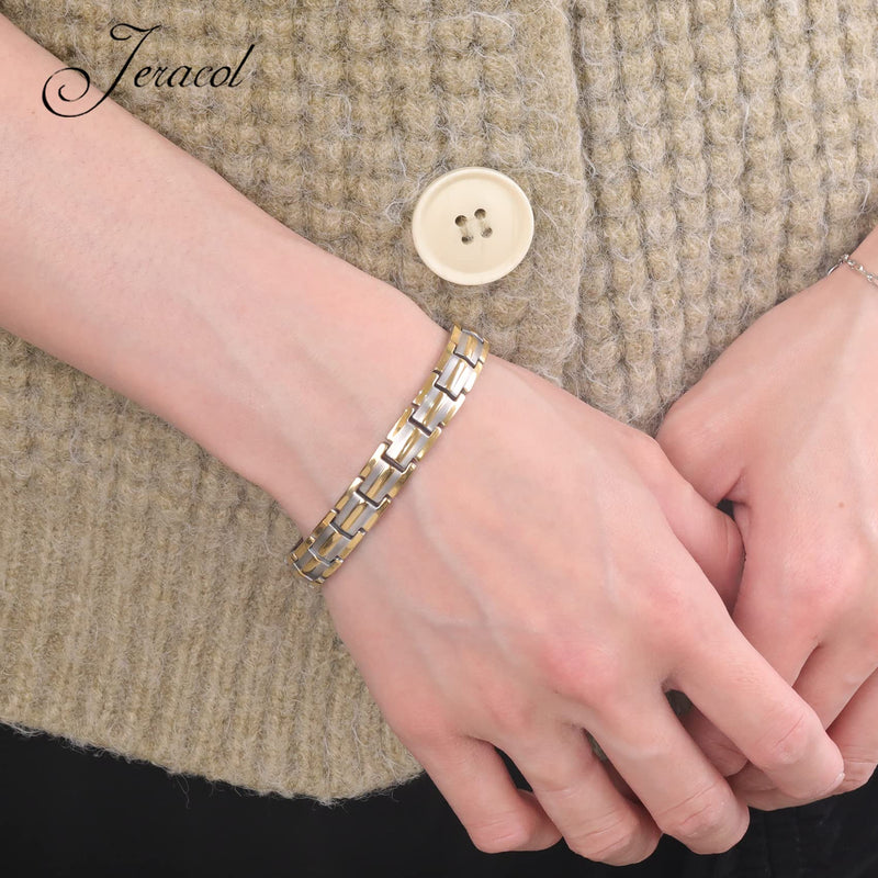 Jeracol Lymphatic Detox Brazaletes Titanium Steel Magnetic Bracelets for Women,Women's Simple Design Ultra Strength(3500 Guass Each) Magnetic Bracelet,Adjustable Size with Sizing Tool in Gift Box. 2X-SG - BeesActive Australia