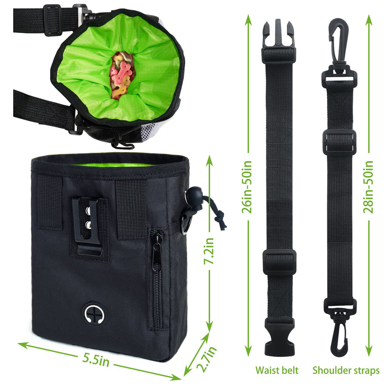 VVEIFO Dog Treat Pouch, Dog Training Pouch Bag with Waist Shoulder Strap, Durable, Convenient Dog Training Accessory, Suitable for Small and Large Dogs, 3 Ways to Wear Black - BeesActive Australia