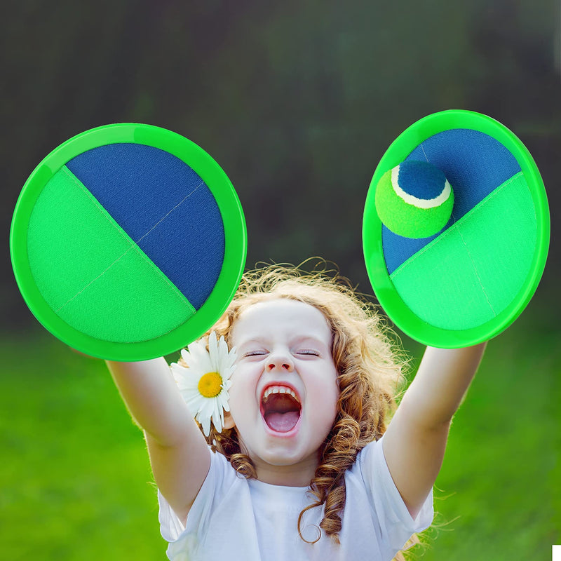 Toss and Catch Ball Set Paddle Ball and Catch Game for Kids Adults Beach Yard Lawn Outdoor Indoor 2 Sticky Paddles 2 Balls and 1 Bag Blue&green 2 paddles - BeesActive Australia