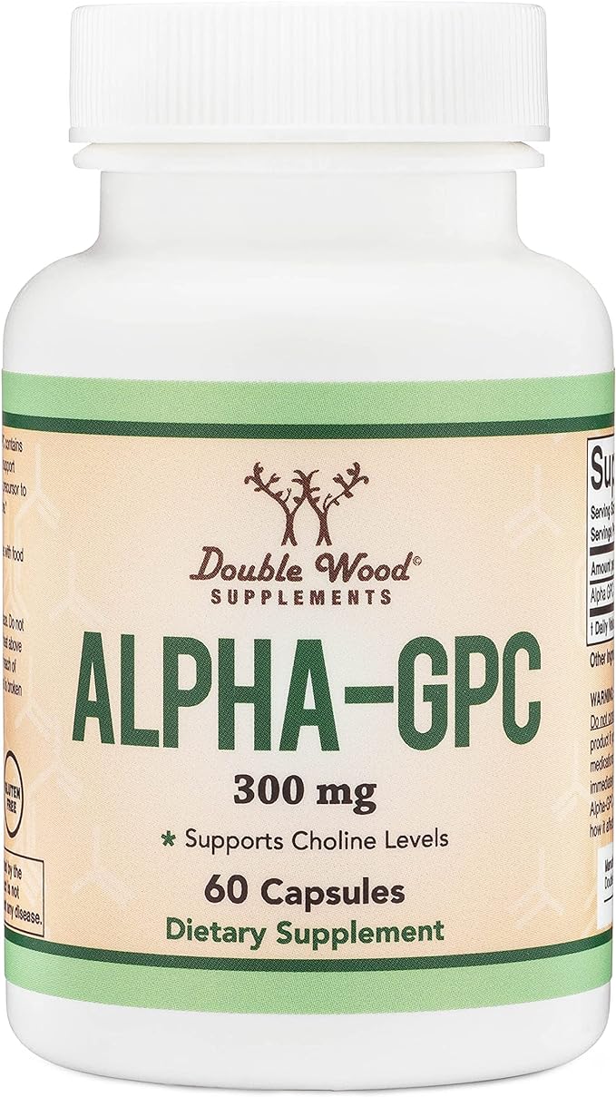 Double Wood Supplements Alpha GPC Choline Supplement, Made in the USA (60 Capsules 300mg) - BeesActive Australia
