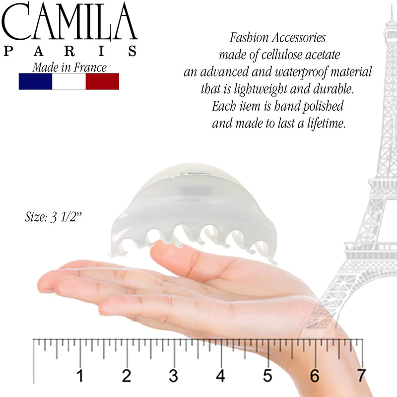 Camila Paris CP2555 French Hair Clip for Women for Thick Volume Hair, White, Girls Hair Claw Clips Jaw Fashion Styling Hair Accessories for Women, Strong Hold No Slip Grip, Made in France - BeesActive Australia