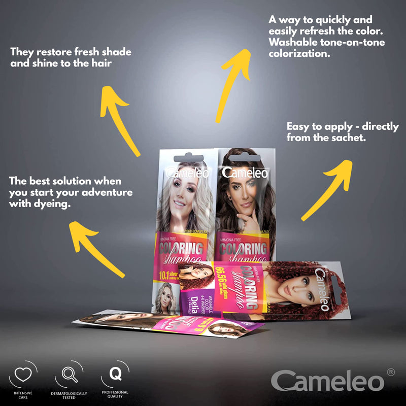 Cameleo - Coloring Shampoo - Dark Brown - Quick and Easy Color Refreshing - Washable Coloring - Tone In Tone - 40ml… 3.0 Dark Brown - BeesActive Australia