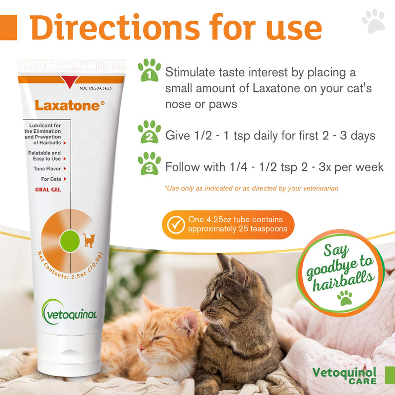 Vetoquinol Laxatone: Oral Hairball Lubricant Gel for Cats – Tuna-Flavored, 2.5 oz 2.5 oz (Pack of 2) - BeesActive Australia