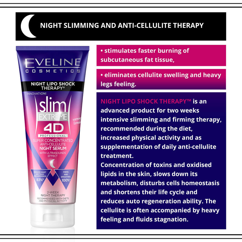 Eveline Cosmetics Slim Extreme 4D Super Concentrated Cellulite Cream with Night Lipo Shock Therapy - BeesActive Australia