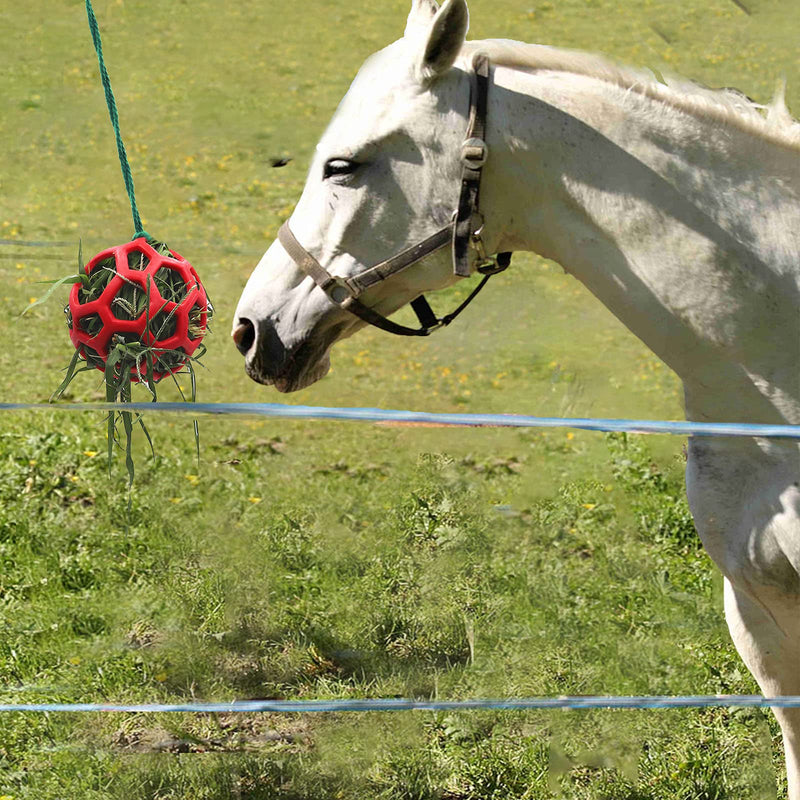 Besimple 2 Pack Horse Treat Ball Hay Feeder Toy, Goat Feeder Ball Hanging Feeding Toy for Horse Goat Sheep Relieve Stress(Red) Red - BeesActive Australia