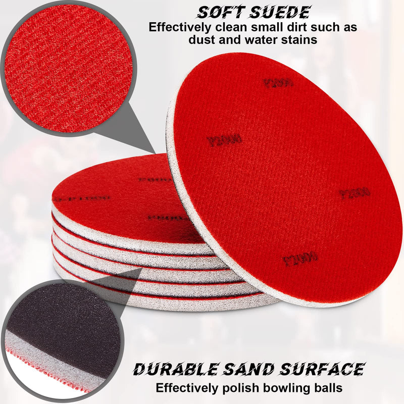 Maitys Microfiber Bowling Sanding Pad Bowling Accessories Bowling Ball Towel Resurfacing and Cleaning Kit 6 Pieces Bowling Ball Cleaning Pad and 1 Bowling Ball Towel Grit 500/ 1000/ 2000 Black and Red - BeesActive Australia