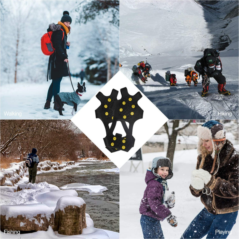 SYOURSELF Ice Cleats Snow Grips Overshoes Boots, Anti-Slip Silicone Portable Walk Traction Cleats Stainless Steel Spikes for Walking, Jogging, Hiking, Climbing, Fishing, Dog, Kids (S M L XL) Black Small - (Women(5-7)/Men(3-5)/EU:31-36) - BeesActive Australia