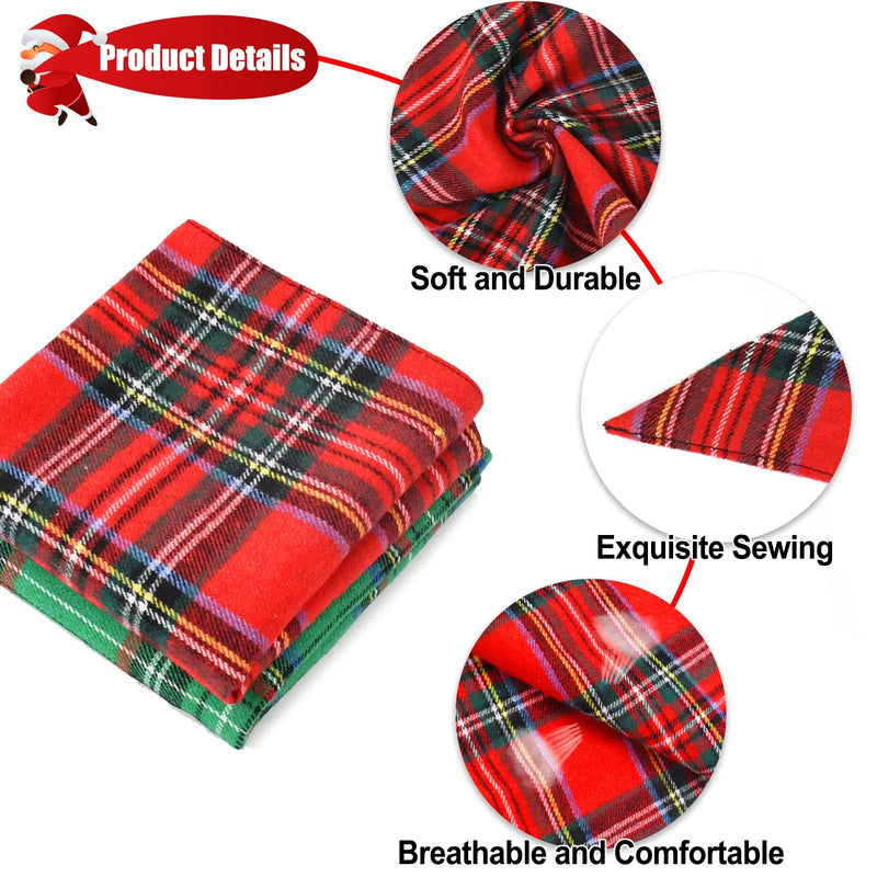 Malier 2 Pack Dog Bandana Christmas Classic Plaid Pets Scarf Triangle Bibs Kerchief Set Pet Costume Accessories Decoration for Small Medium Large Dogs Cats Pets Green + Red - BeesActive Australia