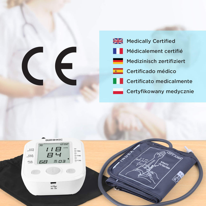 Duronic Blood Pressure Monitor Automatic Electric Upper Arm Machine BPM200 | Professional & Home Use | Medically Certified | Large Digital LCD Display | 1 or 2 User | 99 Record Memory | 22cm-36cm Cuff - BeesActive Australia
