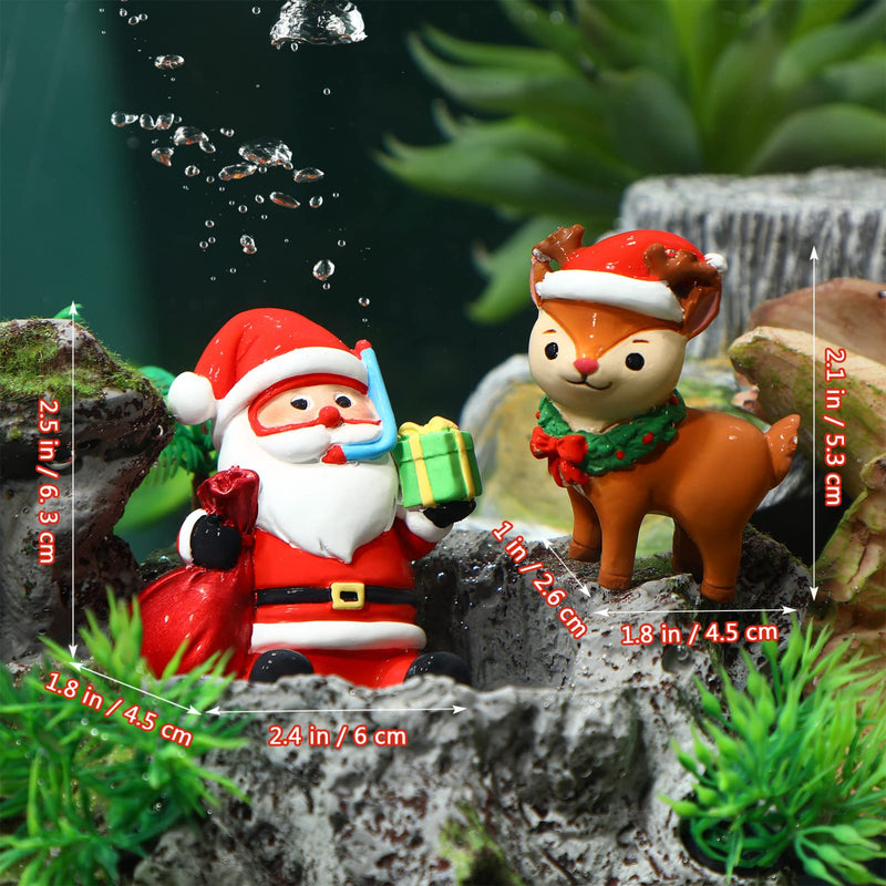 POPETPOP 2Pcs Christmas Aquarium Decorations- Resin Fish Tank Decoration Santa Claus Reindeer Micro Landscape Ornaments for Holiday Fish Tank Supplies Table Decor Santa Claus + Reindeer - BeesActive Australia