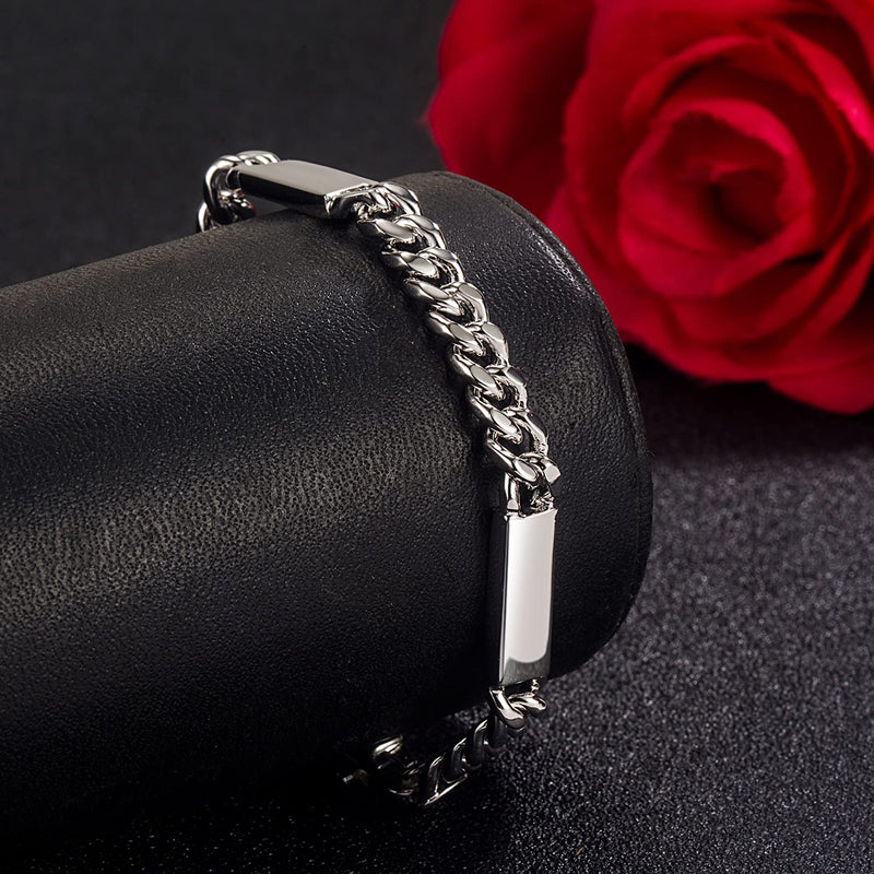 Men 6mm Miami Cuban Link Bracelet Rhodium Plated Hypoallergenic 925 Sterling Silver Fine Jewelry Hip Hop Cuff Chain Bangles For Women Teen Boy Birthday Gift Fashion Style 8 inch - BeesActive Australia