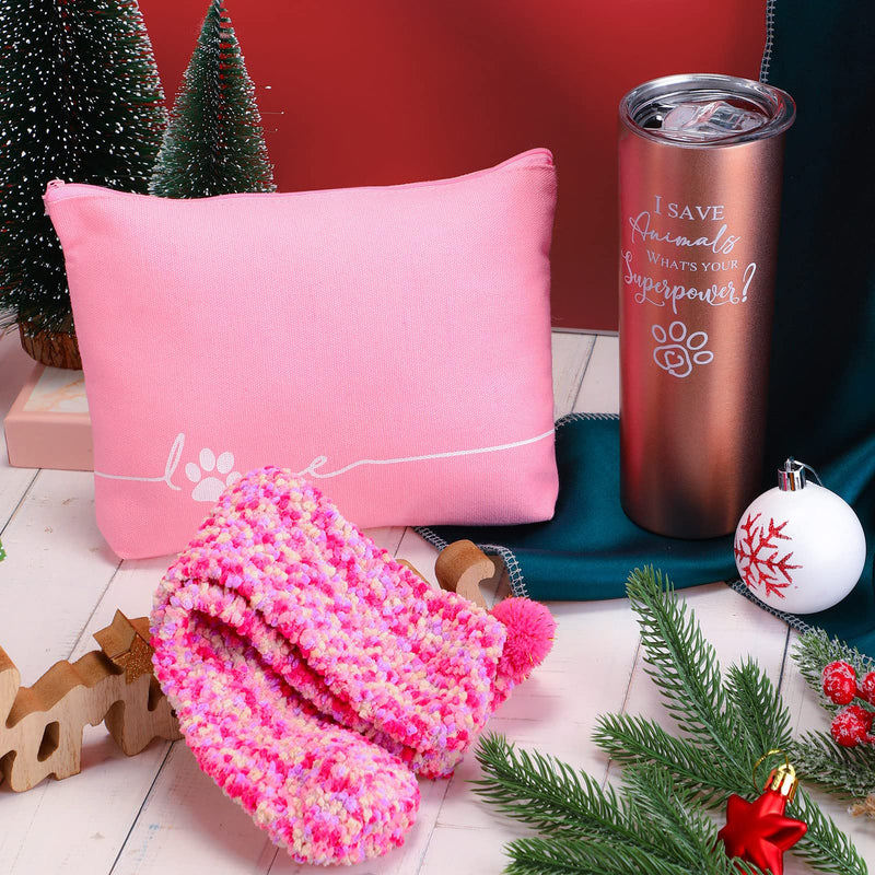 3 Pcs Veterinarian Gifts Christmas Vet Tech Gift I Save Animals Tumbler with Lid Footprint Makeup Bag Fuzzy Socks Birthday Ideas for Veterinarian Funny Gifts for Veterinarians Veterinary Technician - BeesActive Australia