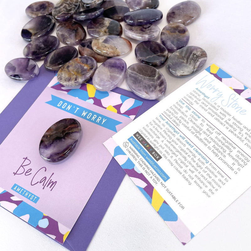 Amethyst Crystal Worry Stone Stress Relief Gift Birthday Anniversary Xmas Stocking Filler Amethyst - BeesActive Australia
