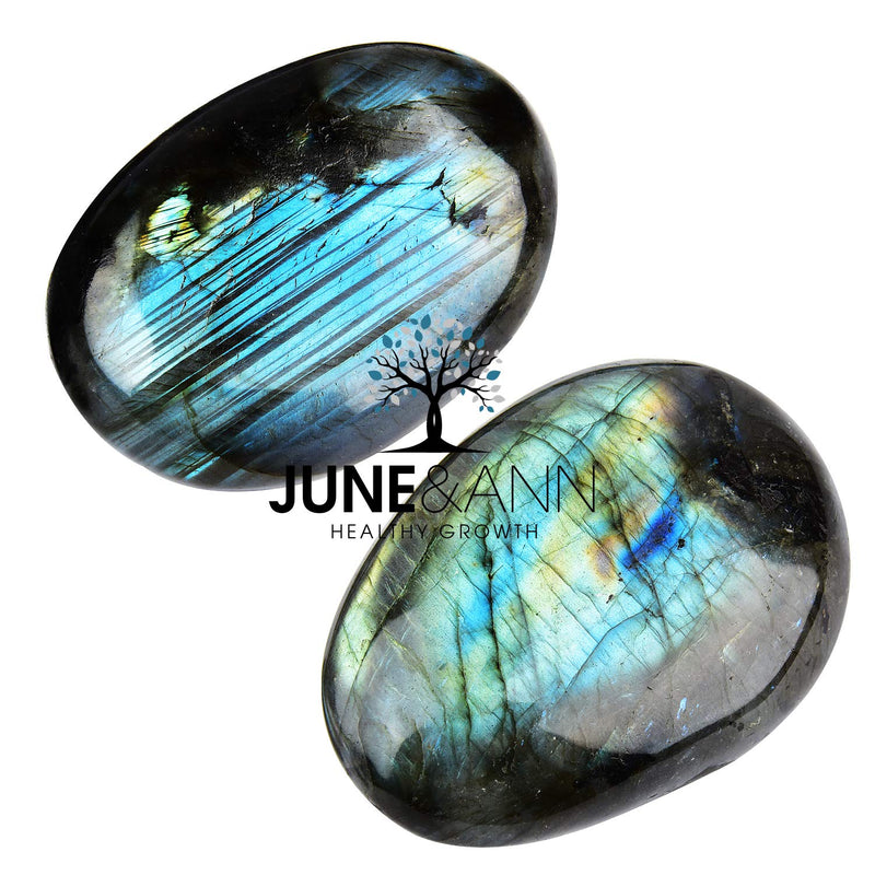 June&Ann Natural Labradorite Palm Stones, Healing Gemstone Therapy Worry Crystal Stones for Meditation Chakra Balancing Collection, Irregular Shape - BeesActive Australia