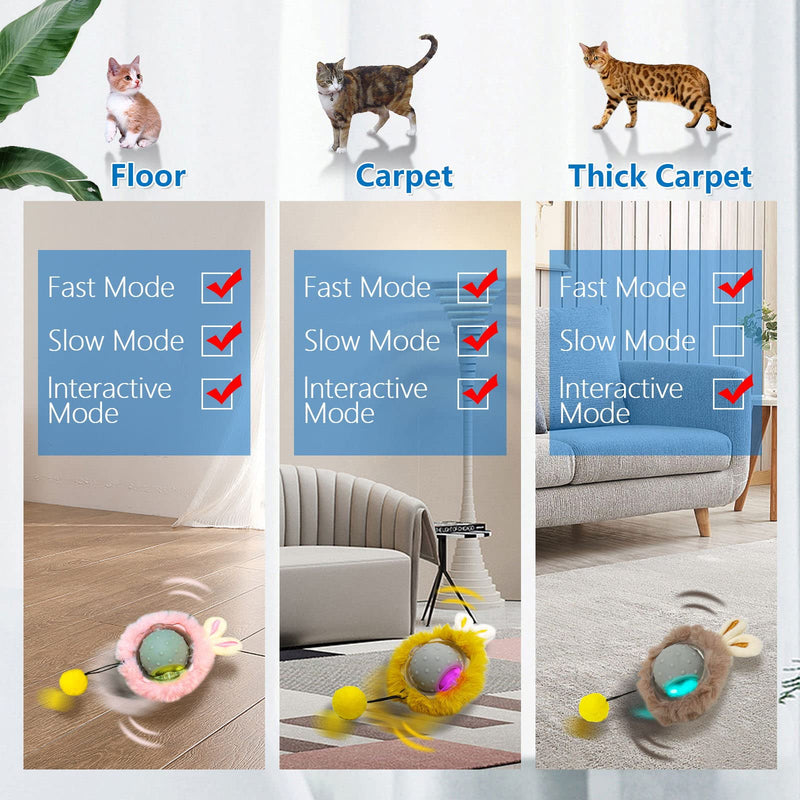 Sofolor Smart Interactive Cat Toys - Automatic Cat Toys for Indoor Cats, USB Rechargeable Cat Ball Toys with LED Lights, Electric Cat Mice Toys, Auto On/Off - BeesActive Australia