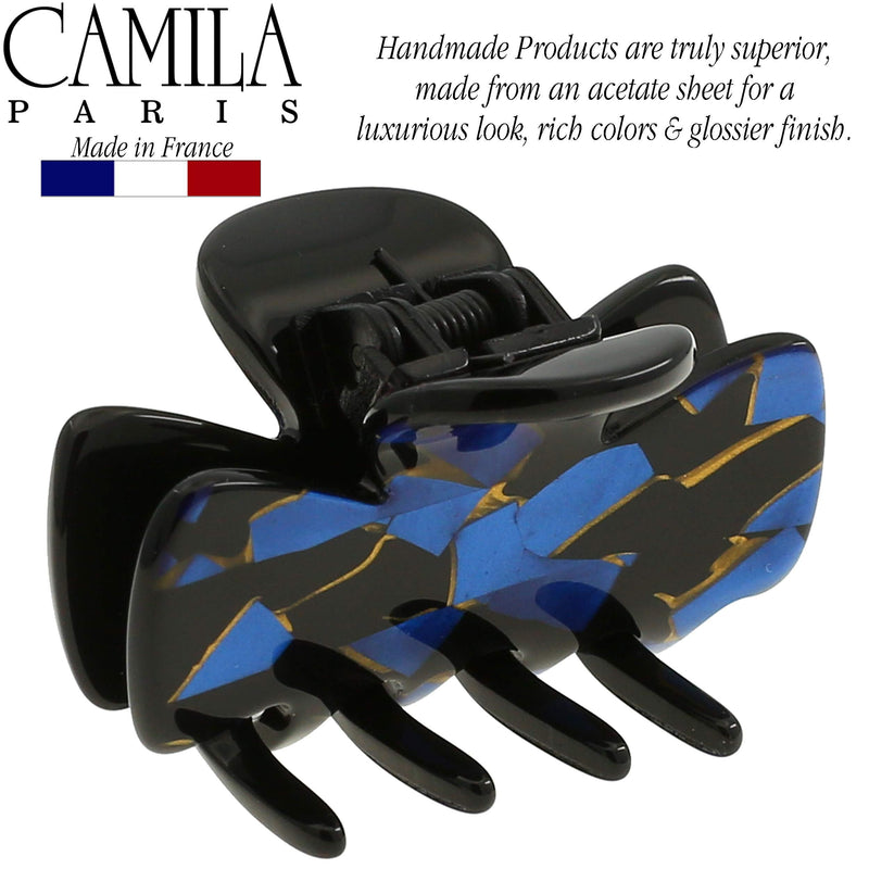 Camila Paris CP2439 French Hair Clip for Women, Large Blue, Handmade Girls Hair Claw Clips Jaw Fashion Durable and Styling Hair Accessories for Women, Strong Hold No Slip Grip, Made in France Blue 3.25" - BeesActive Australia