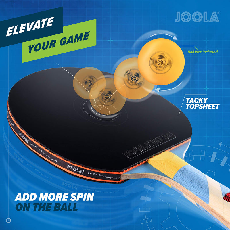 JOOLA Omega Strata - Table Tennis Racket with Flared Handle - Tournament Level Ping Pong Paddle with Riff 34 Table Tennis Rubber - Designed for Spin Light Blue - BeesActive Australia